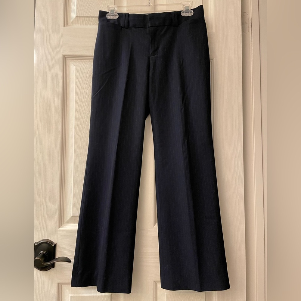 Banana Republic Wool Blend Mid/Low Rise Navy Straight Leg Trousers Logan Fit